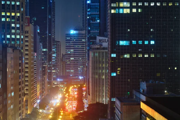 View Night City Makati Skyscrapers Lights — Stock Photo, Image