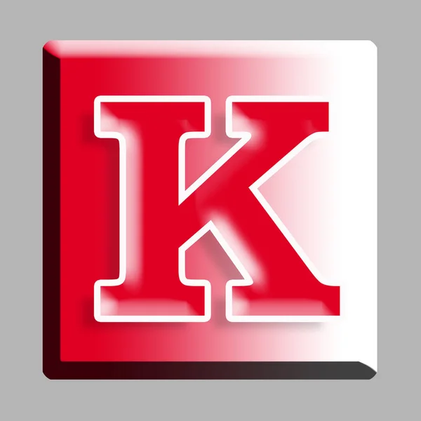 K字母文字字体字母 红色按钮图标 — 图库照片