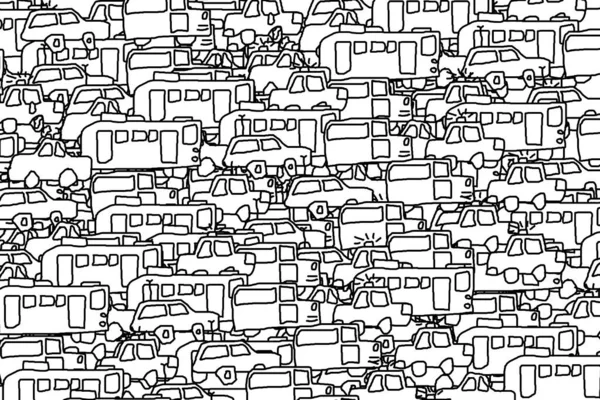 Trafik arabası ve otobüs çizgi film desenli arka plan desenli duvar kâğıdı, el çizimi