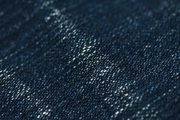 Jeans Trama Denim Vicino Concentrarsi Solo Punto Morbido Sfondo Blu — Foto Stock