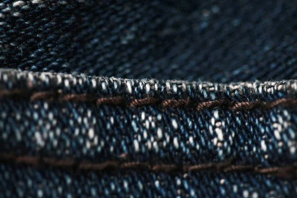 Jeans Denim Textura Close Foco Apenas Ponto Fundo Azul Macio — Fotografia de Stock