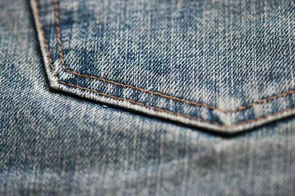 Jeans Denim Textur Närbild Fokusera Bara Punkt Mjuk Blured Bakgrund — Stockfoto