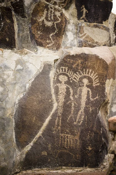 Ősi Petroglyphs Cliff rajzok Ginko megkövesedett erdő Washin — Stock Fotó