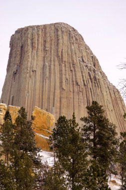 Devils Tower Wyoming kış kar Rock Butte