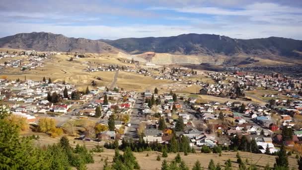 High Angle Over Walkerville Montana Downtown USA Соединенные Штаты — стоковое видео