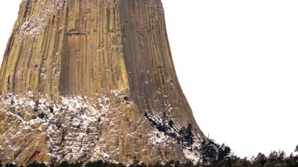 Devils Tower Wyoming hiver Snow Rock Butte — Video