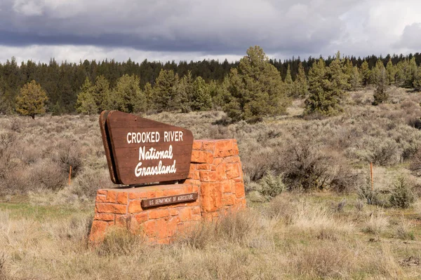 Crooked River National Grassland Entry Sign US Department of Agriculture — Stock Photo, Image