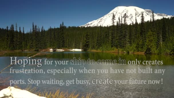 Cita Inspiracional Única Naturaleza Escena Reflexión Lago Mt Rainier NP — Vídeos de Stock