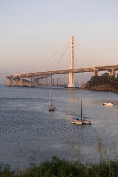 Vitorlás Bay Bridge San Francisco Treasure Island California Harbor — Stock Fotó