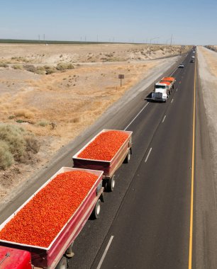 Roma Tomato Truckloads Travel Via Semi-Truck to Market clipart