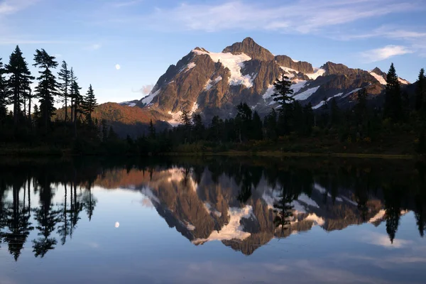 Mt Shuksan Reflet Image Lac Nord Cascade Montagnes — Photo