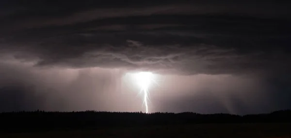Over Norris Canyon Thunderstorm Lightning Strikes Yellowstone National Park — Stock Photo, Image