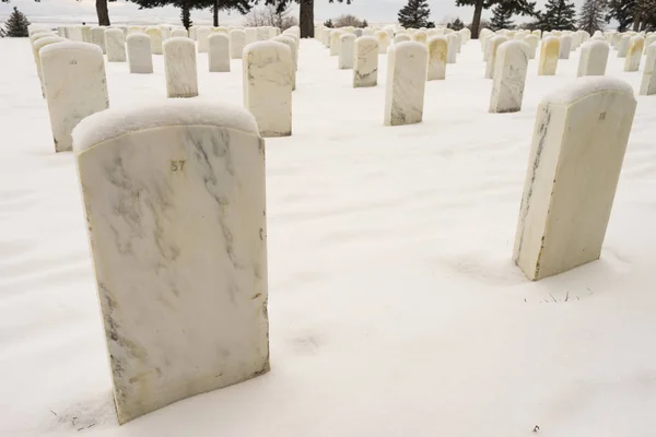 Numbered Marble Headstones Gravestones Little Big Horn Battlefied — Stock Photo, Image