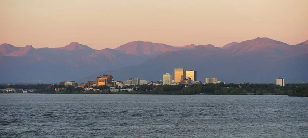 Cook Inlet Anchorage Alaksa Downtown City Skyline — Stock Photo, Image