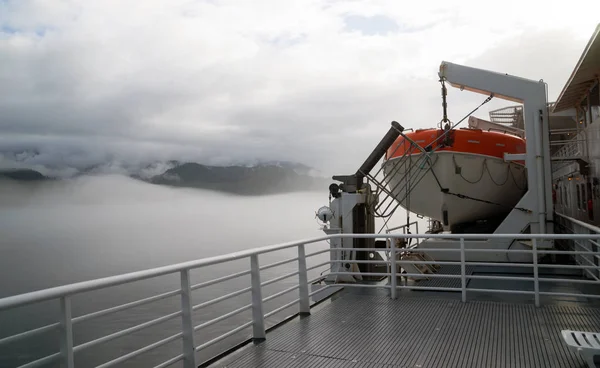 Orange Lifeboat Inside Passage Sea Ocean Liner Cruise — Stock Photo, Image