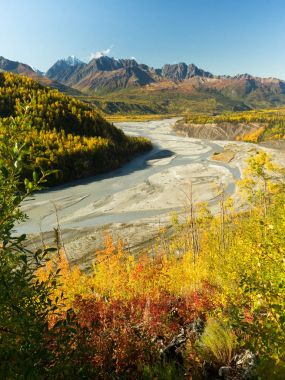 Mantanuska River Chucagh Mountain Range Alaska North America clipart