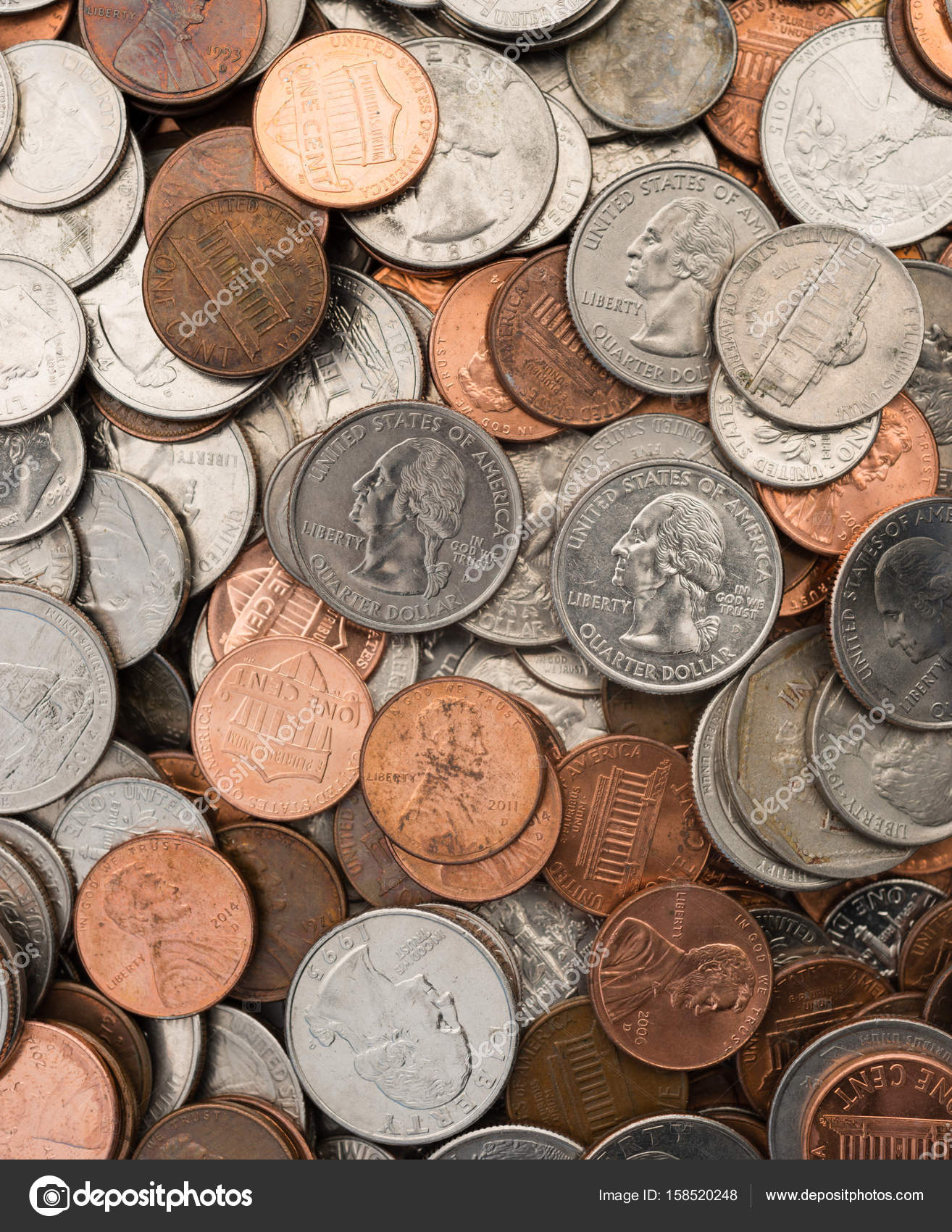美国的美元货币硬币平放硬币那种斤斤计较宿舍——图库图片© cboswell #158520248