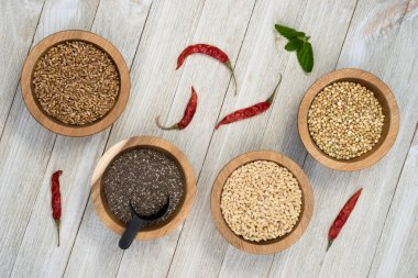 Whole Grains Chia Seeds and Peppers Superfoods clipart