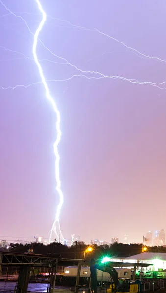 Teaxs Thunderstorm Lightning Strike Electrical Discharge Dallas — Stock Photo, Image