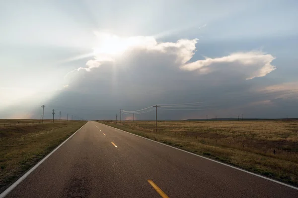 Supercell Storm Blocks out the Sun Rural Road Highway — Stock Photo, Image