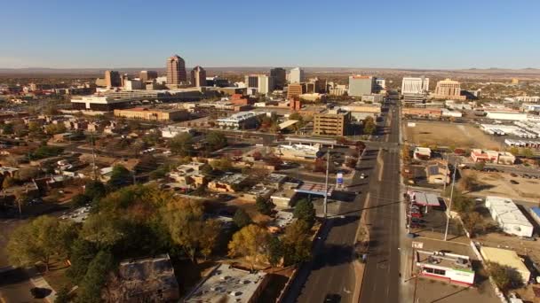 Sunrise Comes Albuquerque New Mexico Downtown City Skyline — Stock Video