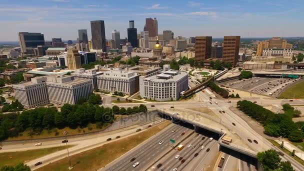 Panoramę miasta Downtown Atlanta Georgia Rush godzinę ruchu zmierzchu — Wideo stockowe