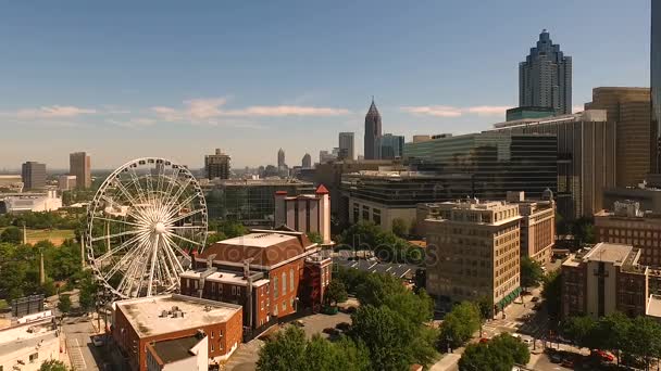 Wide Static Aerial Footage Downtown City Skyline Atlanta — Stok Video
