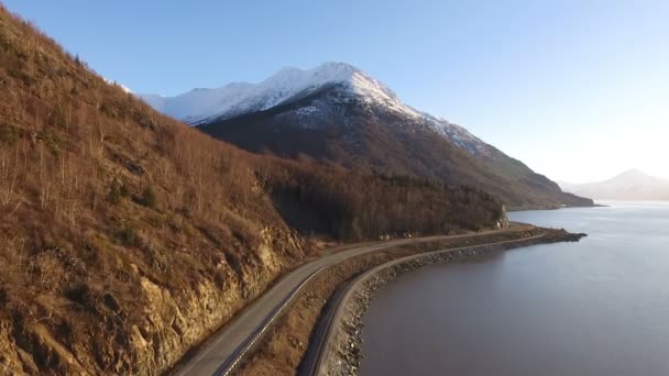 Turnagain kol Cook giriş Körfez Alaska Highway 1 Chugach dağlarının — Stok video