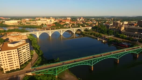 Sonnenaufgang Gebäude Innenstadt Skyline Knoxville tennessee Vereinigte Staaten — Stockvideo