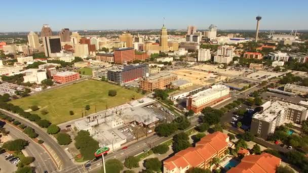 San Antonio Skyline Amplio Panorámico Centro Sur Texas — Vídeos de Stock