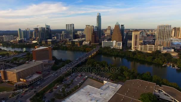 奥斯汀得克萨斯市中心城市天际线城市建筑全景 — 图库视频影像