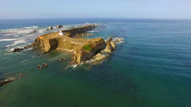 Cape Arago Oregon Coast Landscape Gregory Point Aerial View — Stock Video