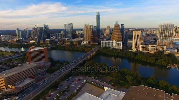 奥斯汀得克萨斯市中心城市天际线城市建筑全景 — 图库视频影像