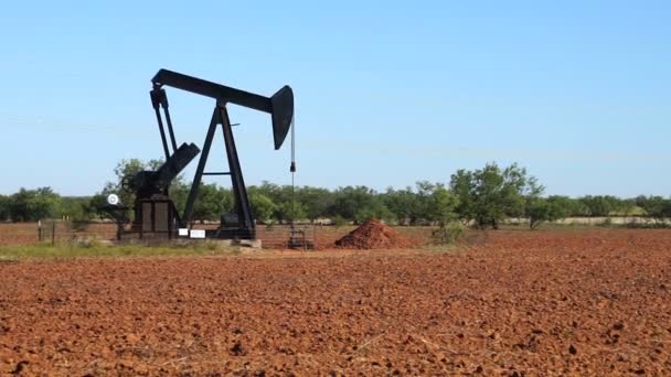 Oil Field Pump Jack Fracking Machine Drills Pumps Resources — Stock Video