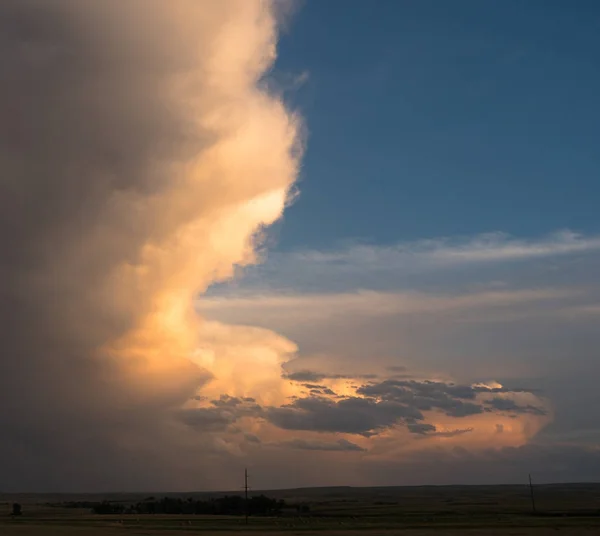 Storm Cloud Gaining Strength Rural Landscape Wyoming Nebraska — Stock Photo, Image