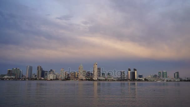 Bahía Coronado San Diego Centro Ciudad Horizonte Anochecer — Vídeo de stock