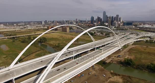 Brug Trinity River Downtown Dallas Texas Stedelijke Stad Infrastructuur Het — Stockvideo