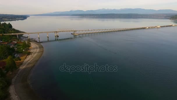 Motorhaube Kanalbrücke Puget Sound Highway Transport Washington Staat — Stockvideo