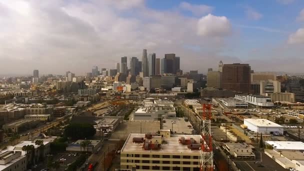 Los Angeles Califórnia Industrial Edifícios Downtown City Skyline Névoa Smog — Vídeo de Stock
