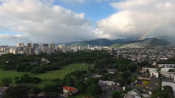 Storm Přístupy Honolulu Duhový Oblouk Oahu Island Hawaii — Stock video