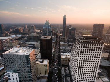 Şehir içinde Austin Texas Main Street Rating günbatımı