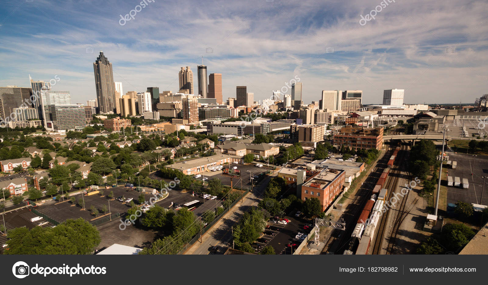 Over City Skyline Atlanta GA Downtown Dusk Georgia — Stock Photo
