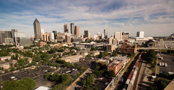 Over City Skyline Atlanta GA Downtown Dusk Georgia — Stock Photo, Image