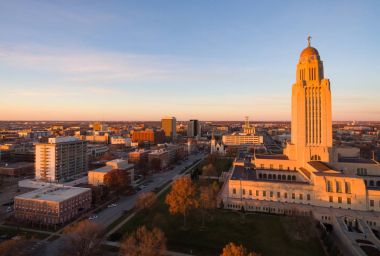 Sonbahar renk turuncu ağaç yaprakları Nebraska eyalet başkenti Lincoln