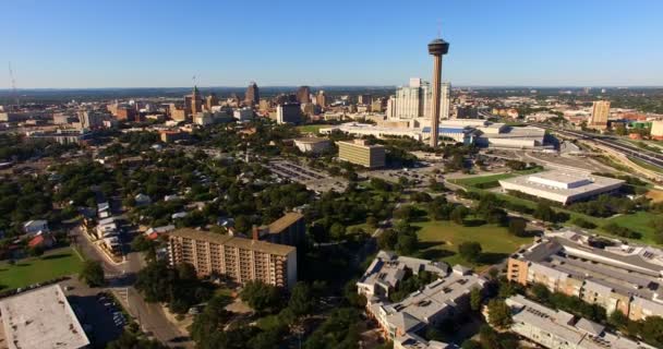 San Antonio Skyline Hava Panoramik Güney Orta Teksas — Stok video