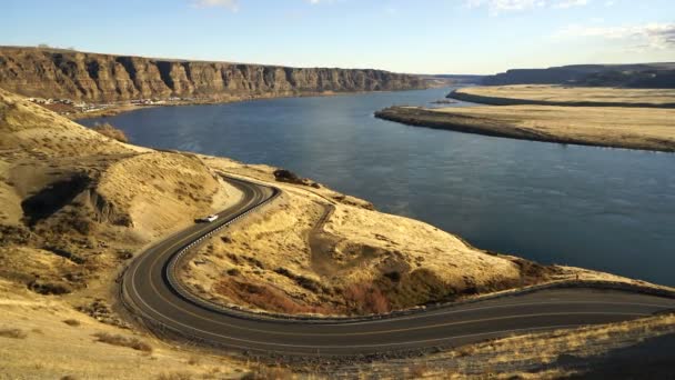 Lago Wanapum Com Vista Para Rio Columbia Trinidad Central Washington — Vídeo de Stock