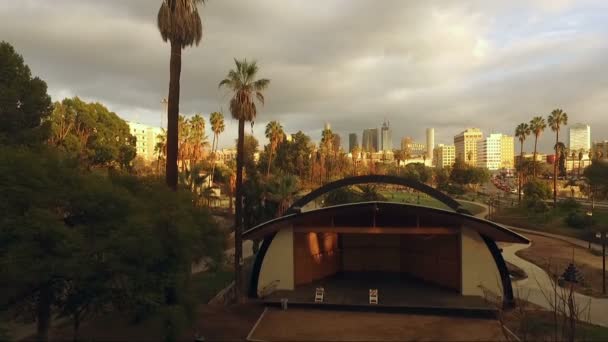 Los Angeles Sunset West Side Flying Downtown — Stok Video