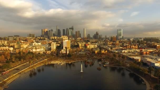 Los Angeles Sunset West Side Park Fountain — Stok Video