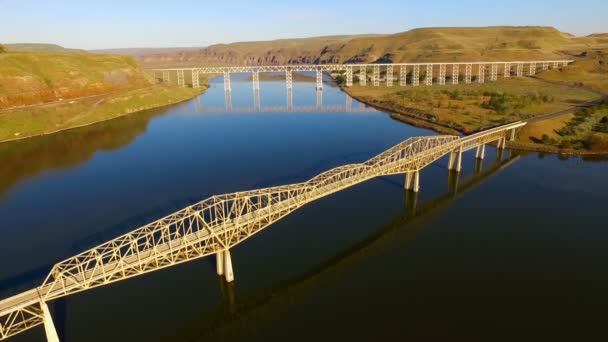 Lyon Prom Mosty Węża Stanie Waszyngton Rzeką Palouse — Wideo stockowe