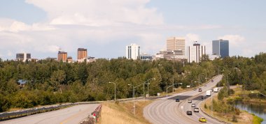 Otoyol Anchorage Alaska ABD Kuzey Amerika için yol açar.